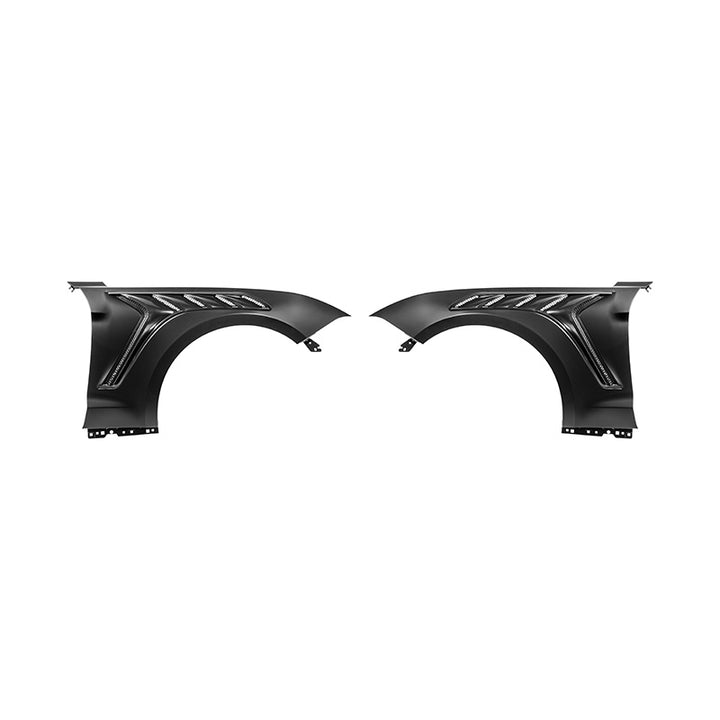 2018-23 Ford Mustang S550 | GTD Style Primed Black Front Side Vented Fenders
