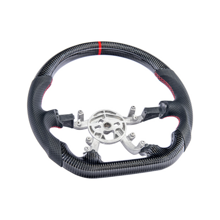 1997-04 Corvette C5 Carbon Fiber Steering Wheel Black Perforated Leather Red Center Stripe