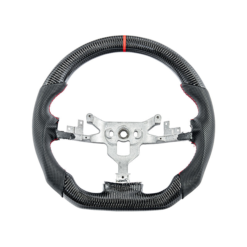 2006-13 Corvette C6 CARBON FIBER Perforated Leather Red Stripe Steering Wheel