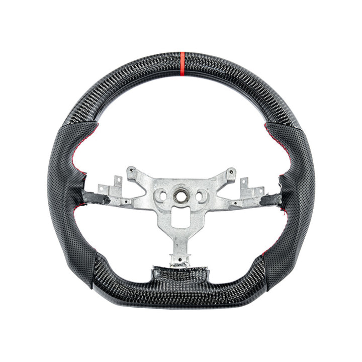 2006-13 Corvette C6 CARBON FIBER Perforated Leather Red Stripe Steering Wheel