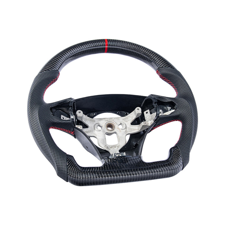 2006-13 Corvette C6 CARBON FIBER Perforated Leather Red Stripe Steering Wheel
