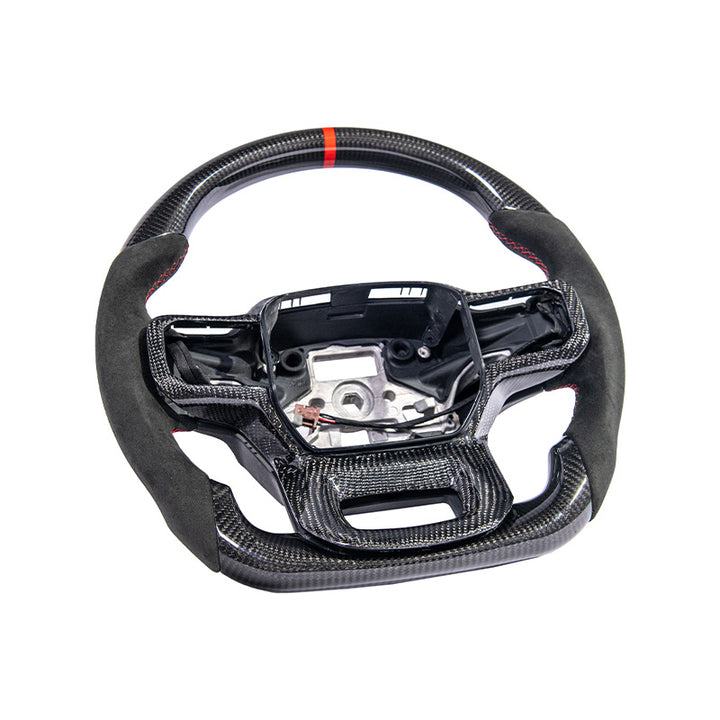 2021-Up Ford F-150 CARBON FIBER Alcantara Leather Red Stripe Steering Wheel