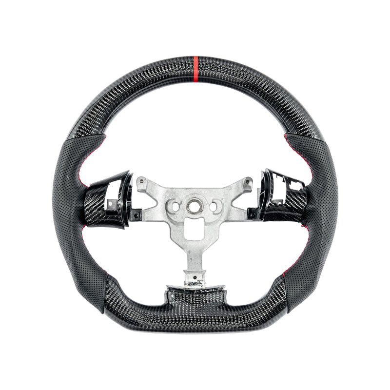 2006-13 Corvette C6 CARBON FIBER Perforated Leather Red Stripe Steering Wheel