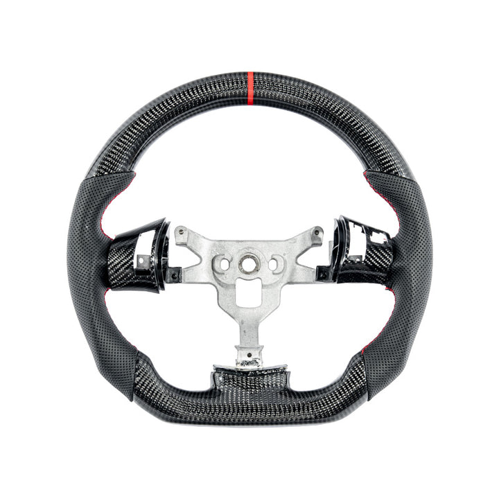 2006-13 Corvette C6 CARBON FIBER Perforated Leather Red Stripe Steering Wheel