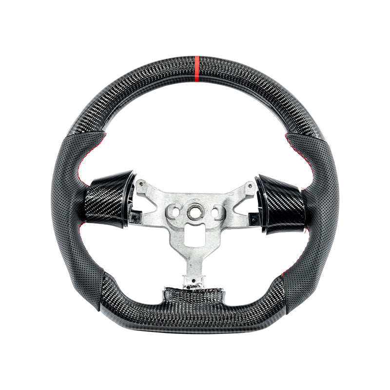 2006-13 Corvette C6 CARBON FIBER Perforated Leather Red Stripe Steering Wheel