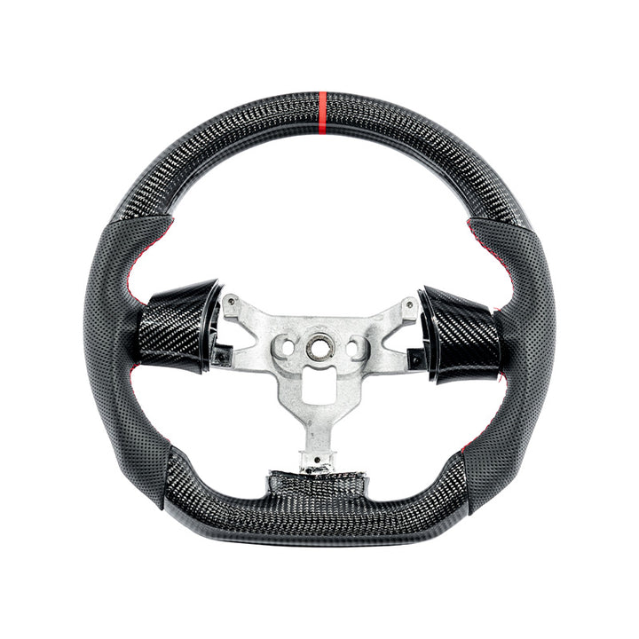 2006-13 Corvette C6 CARBON FIBER Perforated Leather Red Stripe Steering Wheel