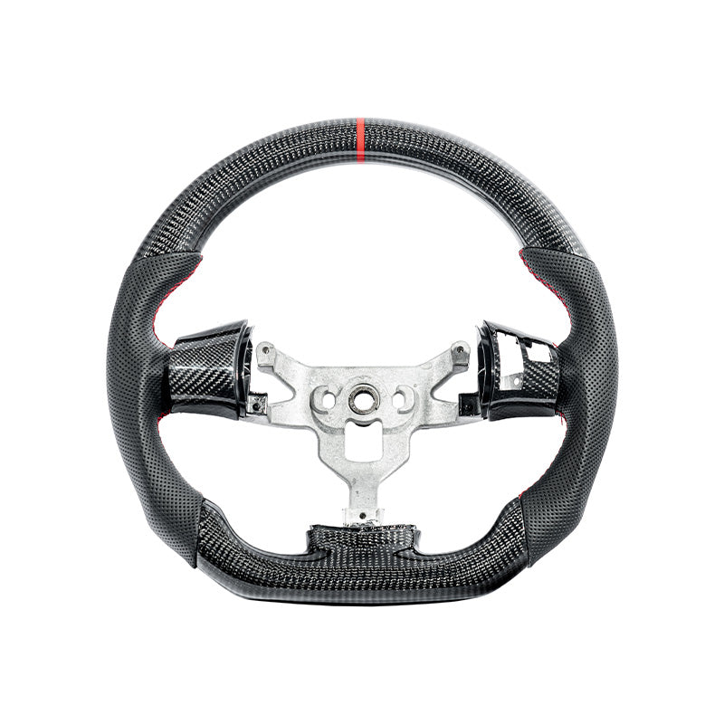 2006-13 Corvette C6 CARBON FIBER Perforated Leather Red Stripe Steering Wheel