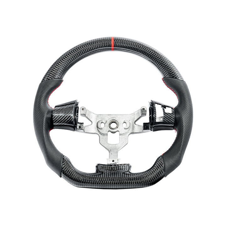 2006-13 Corvette C6 CARBON FIBER Perforated Leather Red Stripe Steering Wheel
