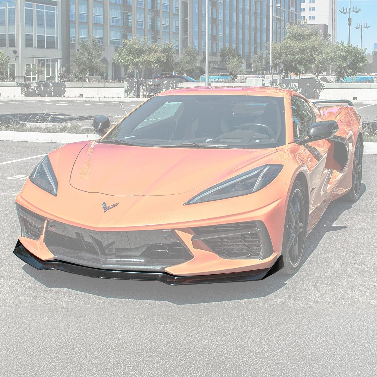 Front splitter ground effect for Corvette C8 with 5VM package, featuring aggressive aerodynamic design and premium factory-style fitment.