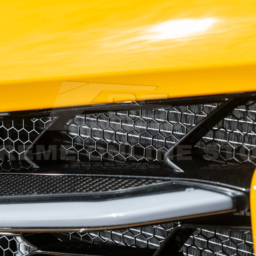 Front radiator mesh grille guard for 2023-Up Corvette C8 E-Ray and Z06 models, featuring factory-style design for improved protection and airflow.
