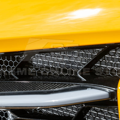 Front radiator mesh grille guard for 2023-Up Corvette C8 E-Ray and Z06 models, featuring factory-style design for improved protection and airflow.