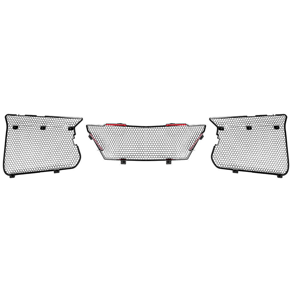 Front radiator mesh grille guard for 2023-Up Corvette C8 E-Ray and Z06 models, featuring factory-style design for improved protection and airflow.