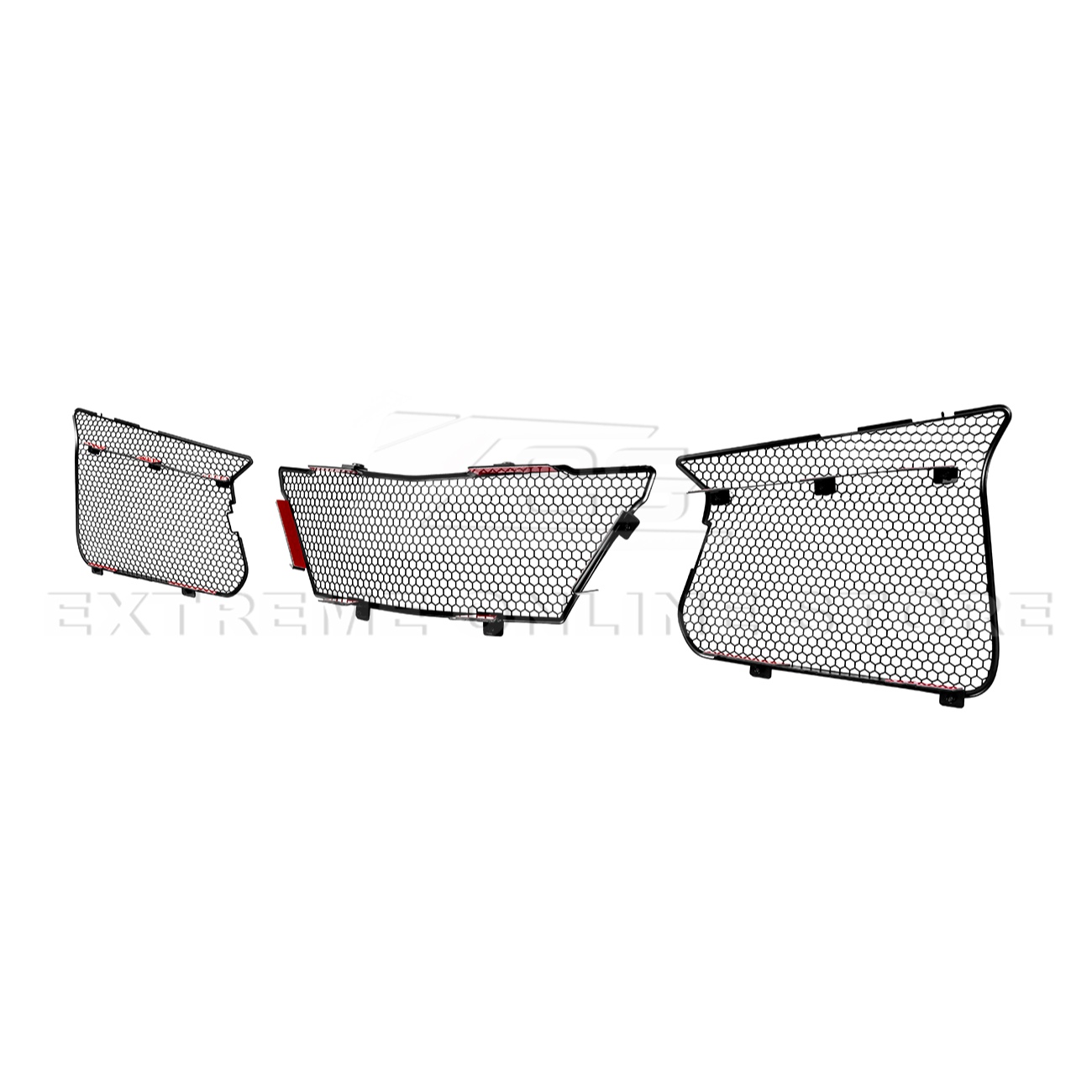Front radiator mesh grille guard for 2023-Up Corvette C8 E-Ray and Z06 models, featuring factory-style design for improved protection and airflow.