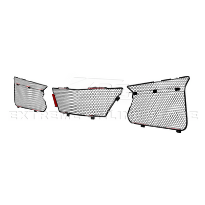Front radiator mesh grille guard for 2023-Up Corvette C8 E-Ray and Z06 models, featuring factory-style design for improved protection and airflow.