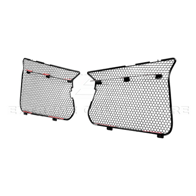 Front radiator mesh grille guard for 2023-Up Corvette C8 E-Ray and Z06 models, featuring factory-style design for improved protection and airflow.