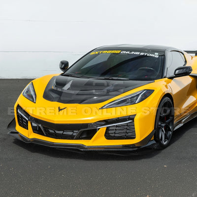 Front radiator mesh grille guard for 2023-Up Corvette C8 E-Ray and Z06 models, featuring factory-style design for improved protection and airflow.