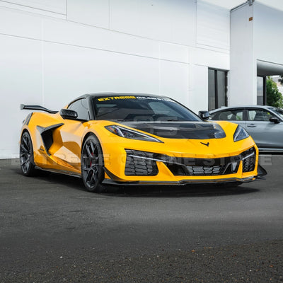 Front radiator mesh grille guard for 2023-Up Corvette C8 E-Ray and Z06 models, featuring factory-style design for improved protection and airflow.