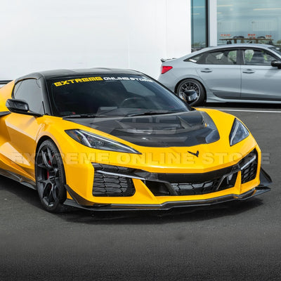 Front radiator mesh grille guard for 2023-Up Corvette C8 E-Ray and Z06 models, featuring factory-style design for improved protection and airflow.