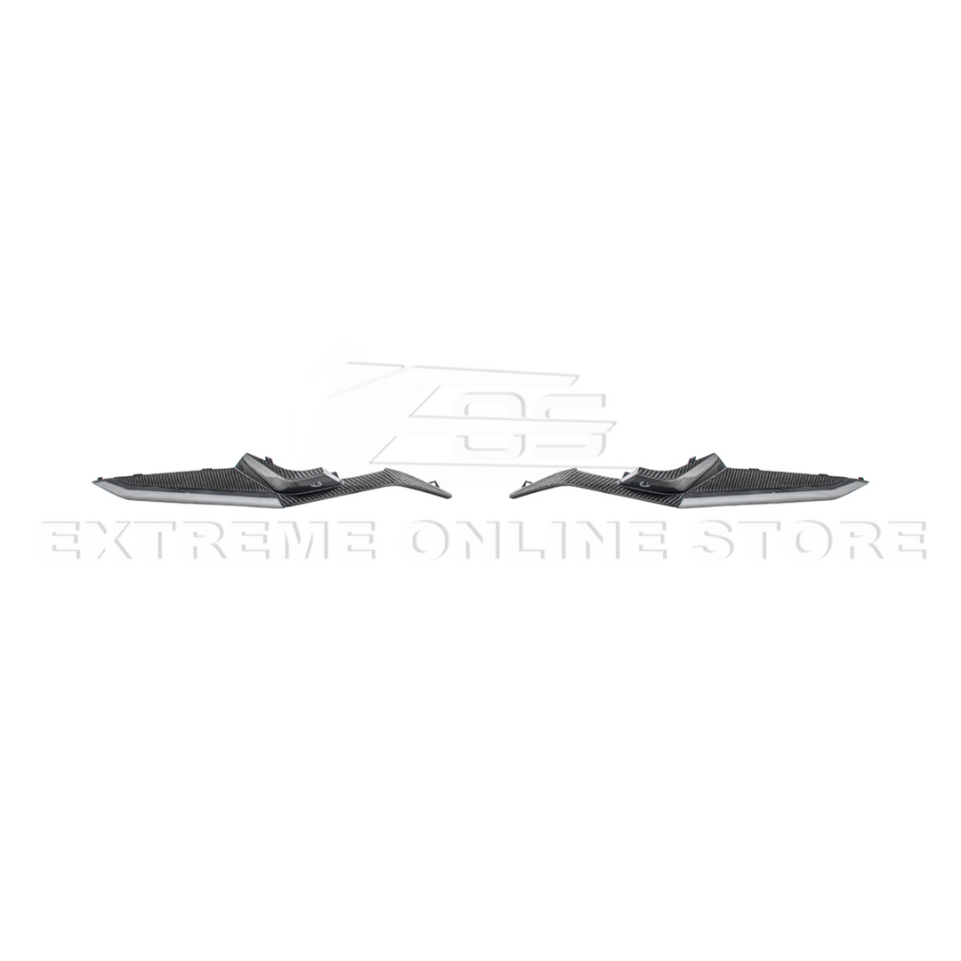 High-quality image of Corvette C8 Z06 Carbon Fiber Sequential LED DRL Light Bar Bezel Insert showcasing the sleek carbon fiber finish and modern LED design that enhances the C8’s front-end style and lighting performance.