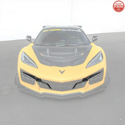 High-quality image of Corvette C8 Z06 Carbon Fiber Sequential LED DRL Light Bar Bezel Insert showcasing the sleek carbon fiber finish and modern LED design that enhances the C8’s front-end style and lighting performance.