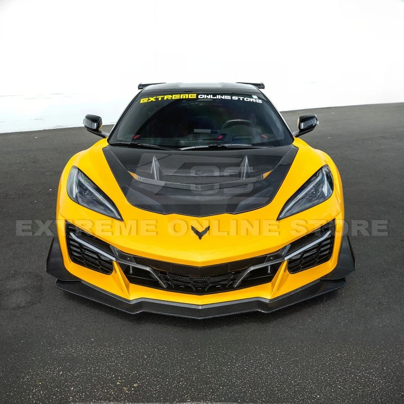 High-quality image of Corvette C8 Z06 Carbon Fiber Sequential LED DRL Light Bar Bezel Insert showcasing the sleek carbon fiber finish and modern LED design that enhances the C8’s front-end style and lighting performance.