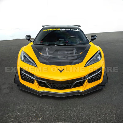 High-quality image of Corvette C8 Z06 Carbon Fiber Sequential LED DRL Light Bar Bezel Insert showcasing the sleek carbon fiber finish and modern LED design that enhances the C8’s front-end style and lighting performance.