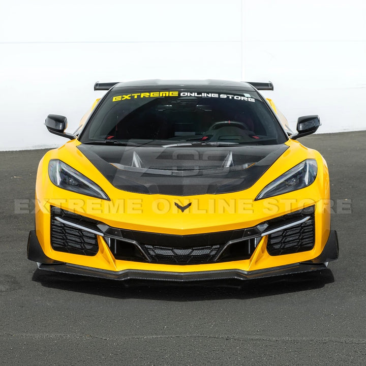High-quality image of Corvette C8 Z06 Carbon Fiber Sequential LED DRL Light Bar Bezel Insert showcasing the sleek carbon fiber finish and modern LED design that enhances the C8’s front-end style and lighting performance.