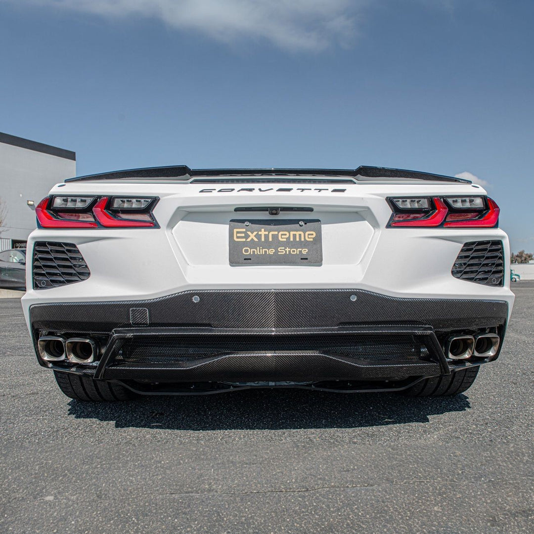 Corvette C8 Carbon Fiber Rear Bumper Lower Diffuser Carbon Fiber DIFF-598-BKCF