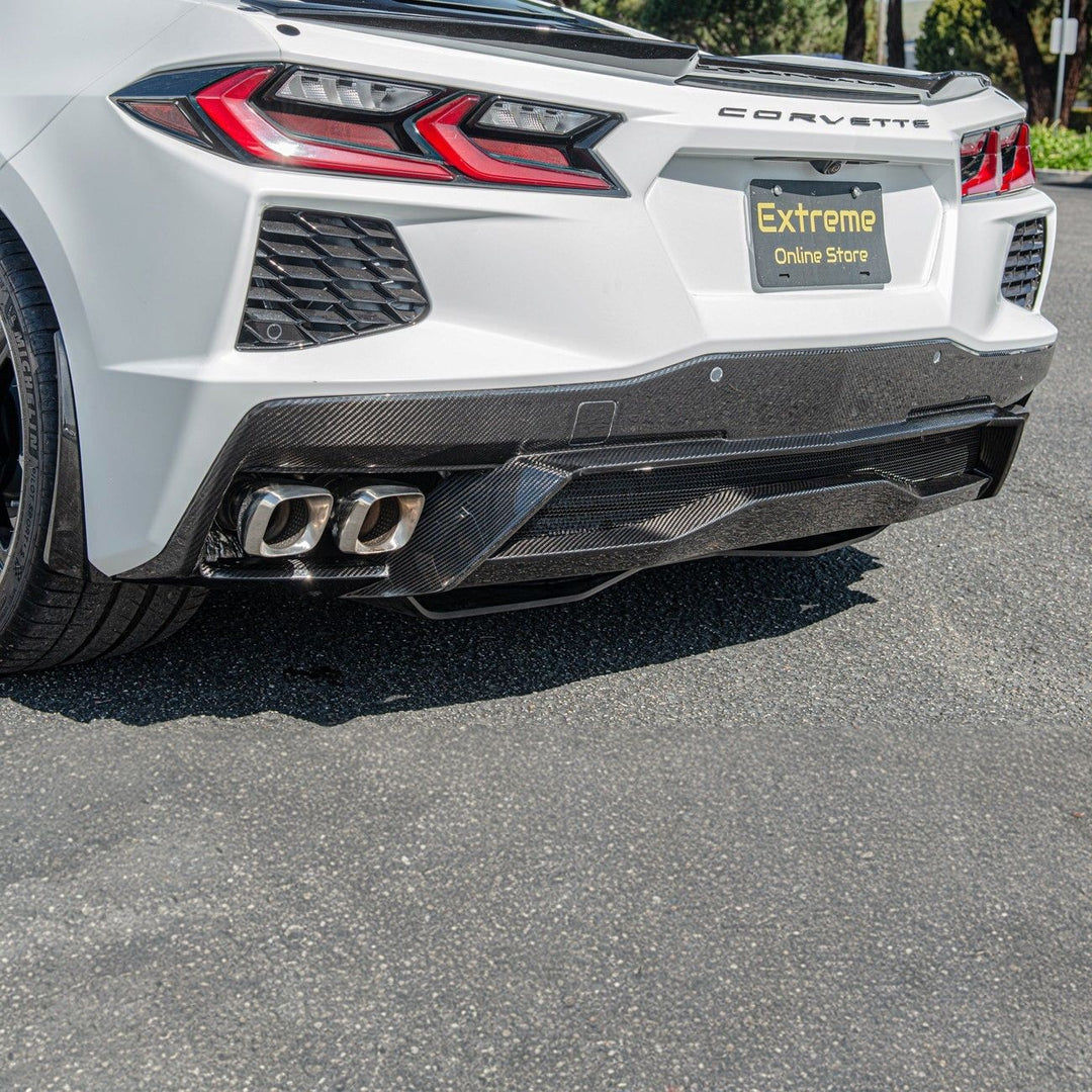 Corvette C8 Carbon Fiber Rear Bumper Lower Diffuser Carbon Fiber DIFF-598-BKCF