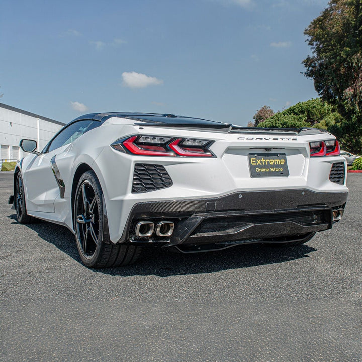 Corvette C8 Carbon Fiber Rear Bumper Lower Diffuser Carbon Fiber DIFF-598-BKCF