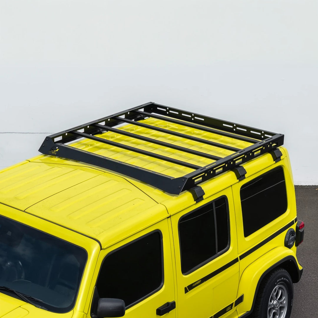 2018-Up Jeep Wrangler | Carbon Steel Black Half-Length Roof Cargo Rack Ladder
