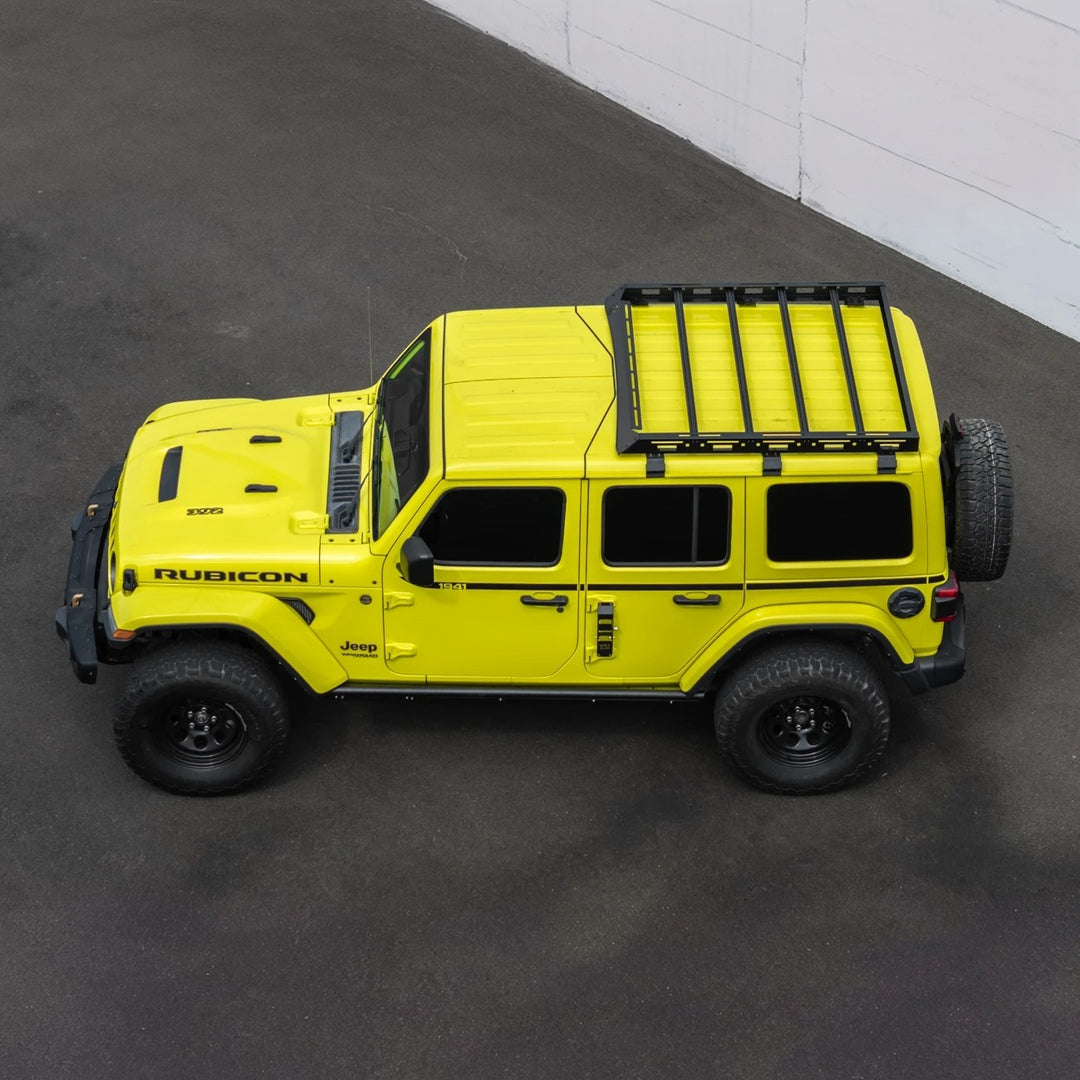 2018-Up Jeep Wrangler | Carbon Steel Black Half-Length Roof Cargo Rack Ladder