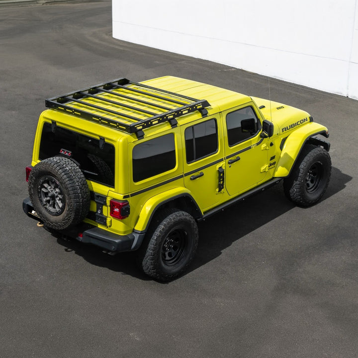 2018-Up Jeep Wrangler | Carbon Steel Black Half-Length Roof Cargo Rack Ladder