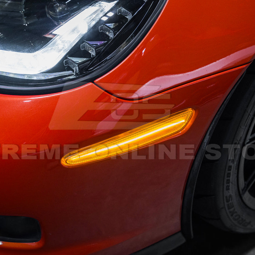 Corvette C6 Front Amber Light LED Side Markers Pair