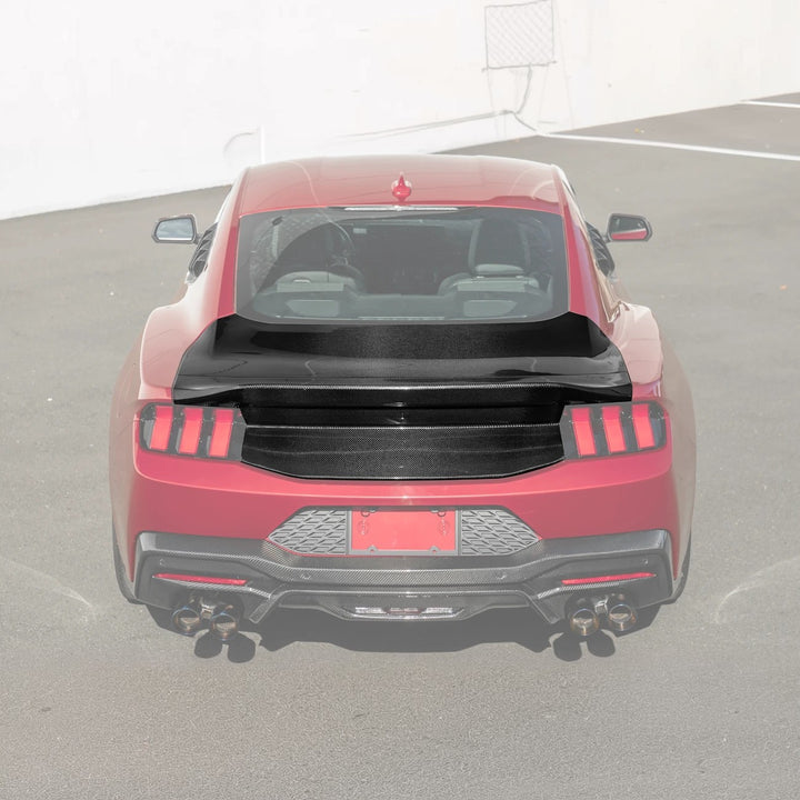 2024-Up Ford Mustang S650 | Super Snake Style Carbon Fiber Rear Trunk Lid with Integrated Spoiler