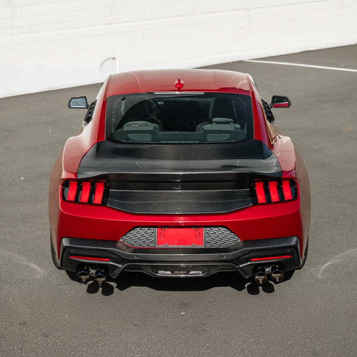2024-Up Ford Mustang S650 | Super Snake Style Carbon Fiber Rear Trunk Lid with Integrated Spoiler