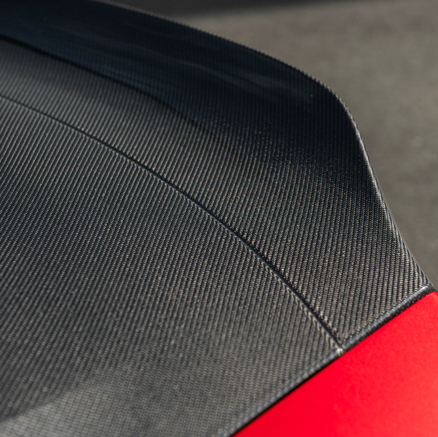 2024-Up Ford Mustang S650 | Super Snake Style Carbon Fiber Rear Trunk Lid with Integrated Spoiler