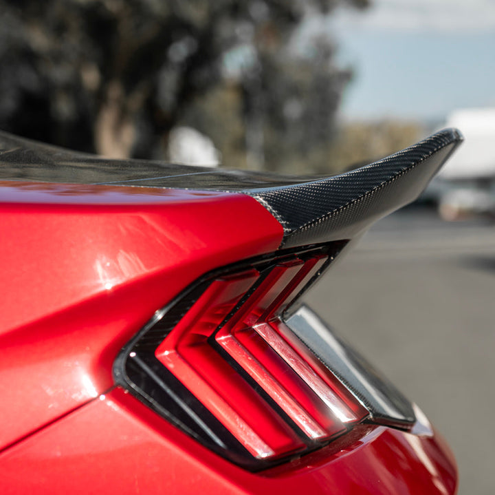 2024-Up Ford Mustang S650 | Super Snake Style Carbon Fiber Rear Trunk Lid with Integrated Spoiler