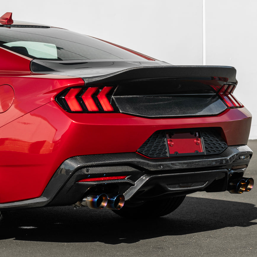 2024-Up Ford Mustang S650 | Super Snake Style Carbon Fiber Rear Trunk Lid with Integrated Spoiler