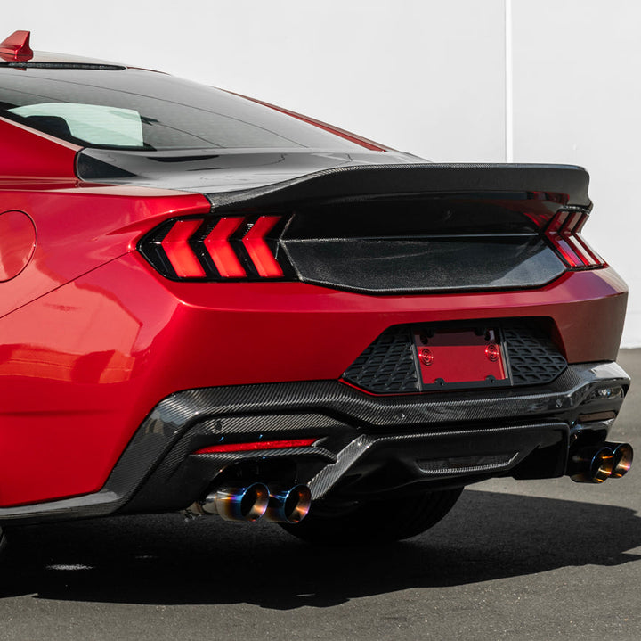 2024-Up Ford Mustang S650 | Super Snake Style Carbon Fiber Rear Trunk Lid with Integrated Spoiler