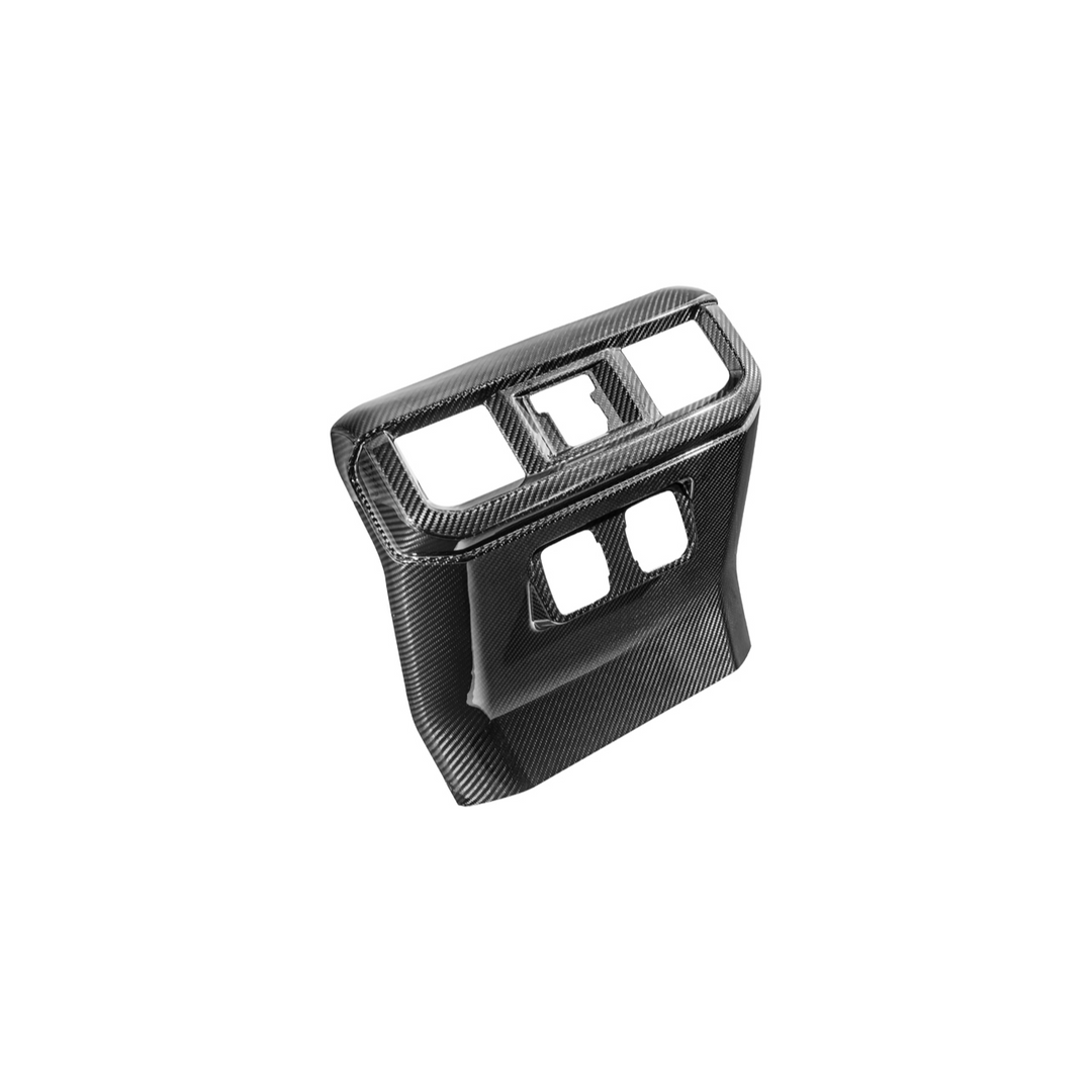 2021-Up Ford F-150 Dry Carbon Fiber Center Console Rear AC Outlet Anti-Kick Panel Cover Overlay