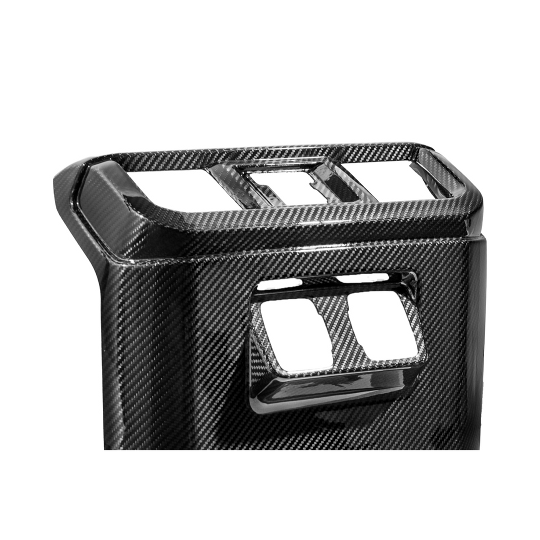 2021-Up Ford F-150 Dry Carbon Fiber Center Console Rear AC Outlet Anti-Kick Panel Cover Overlay