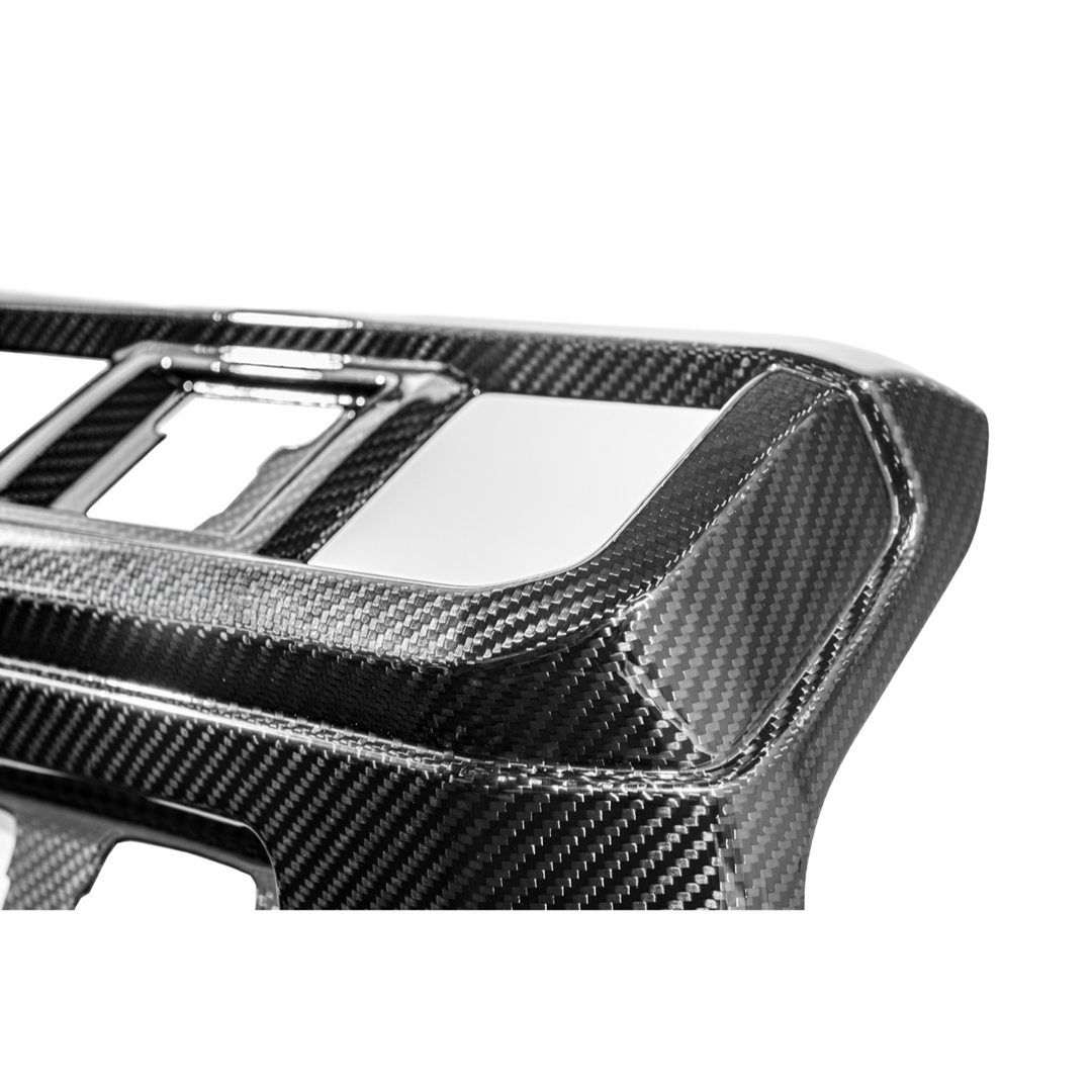 2021-Up Ford F-150 Dry Carbon Fiber Center Console Rear AC Outlet Anti-Kick Panel Cover Overlay
