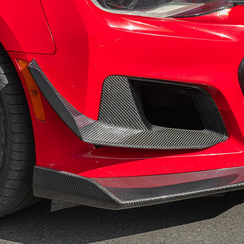 2019-24 Camaro ZL1 1LE Dry Cabon Fiber Front Air Duct Bezels &amp; Canard Dive Planes
