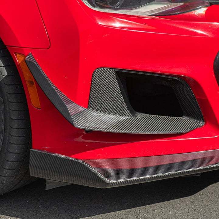 2019-24 Camaro ZL1 1LE Dry Cabon Fiber Front Air Duct Bezels &amp; Canard Dive Planes