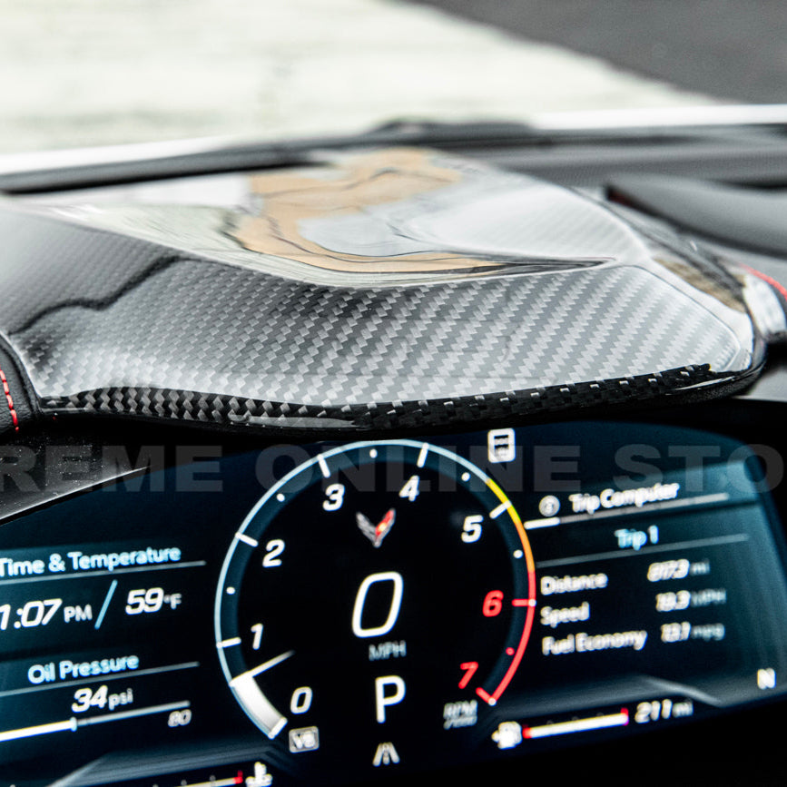 Corvette C8 DRY CARBOn FIBER Upper Dashboard Instrument Panel Cover