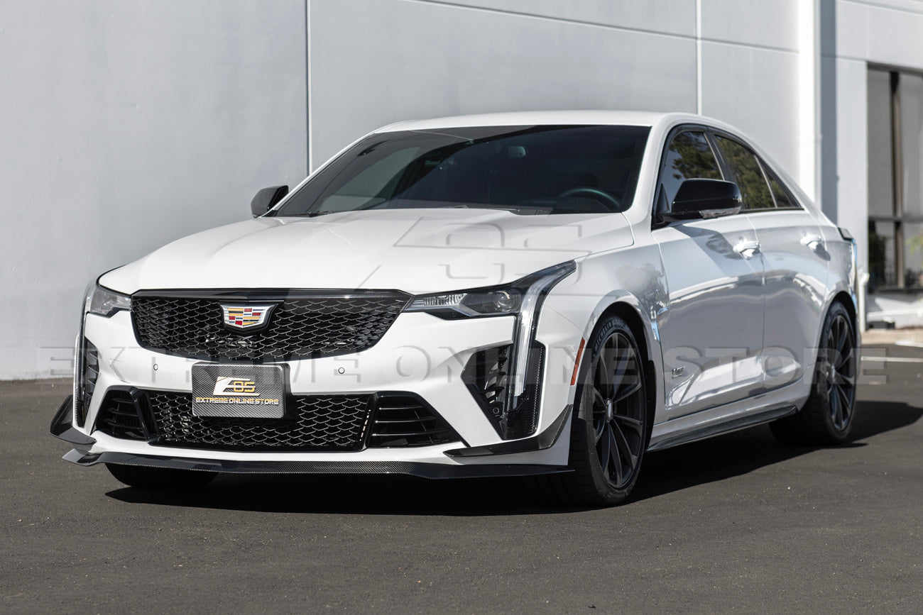 2020-Up Cadillac CT4-V Blackwing Front Lip Splitter Winglets & Side Skirts