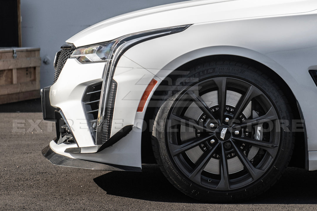 2020-Up Cadillac CT4-V Blackwing Front Lip Splitter Winglets &amp; Side Skirts