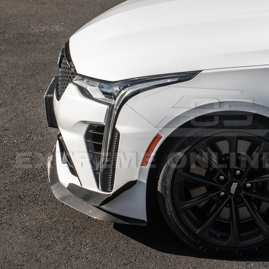 2020-Up Cadillac CT4-V Blackwing Front Lip Splitter & Carnards