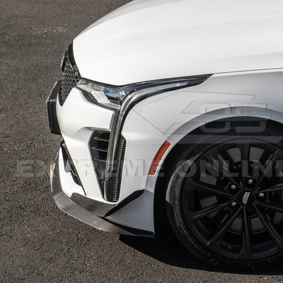2020-Up Cadillac CT4-V Blackwing Front Lip Splitter & Carnards
